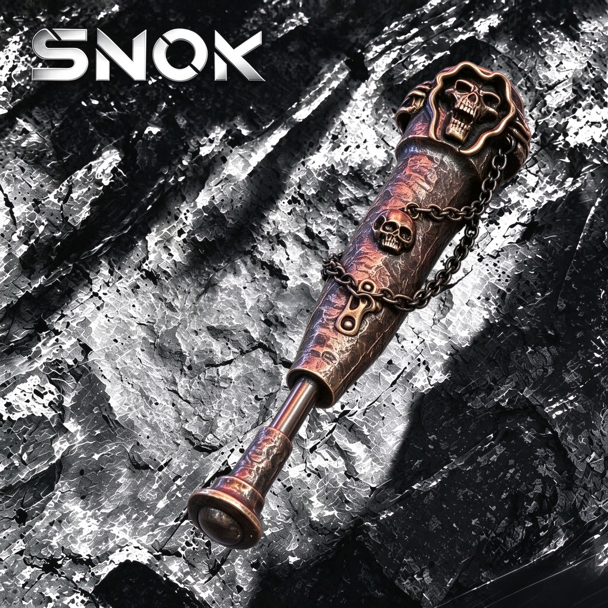 SNOK Vintage Aged Brass Decor Lighter Ornament, Heavy‑Duty Skull Engraved Kerosene Lighter Collectible Display Piece for Men