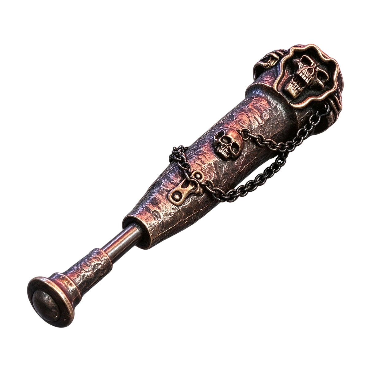 SNOK Vintage Aged Brass Decor Lighter Ornament, Heavy‑Duty Skull Engraved Kerosene Lighter Collectible Display Piece for Men